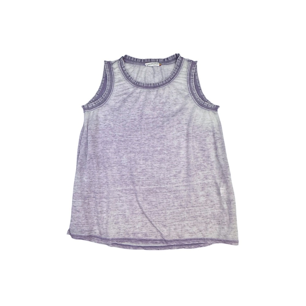 Jane and Delancey Tank Top Womens Small Purple Ruffle Trim Sleeveless Burnout - Picture 1 of 12